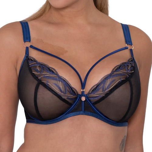 Soutien-gorge plongeant armatures Scantilly SUBMISSION black/blue Scantilly  - Lingerie sexy grande taille